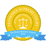 Tennessee Supreme Court - Attorney for Justice - Pro Bono Service Award 2020
